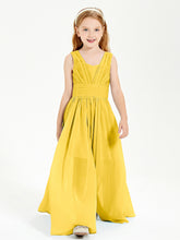 Long V-neck Junior Bridesmaid Dresses Marigold
