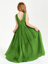 Long V-neck Junior Bridesmaid Dresses Moss