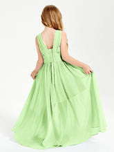 Long V-neck Junior Bridesmaid Dresses Sage