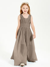 Long V-neck Junior Bridesmaid Dresses Taupe