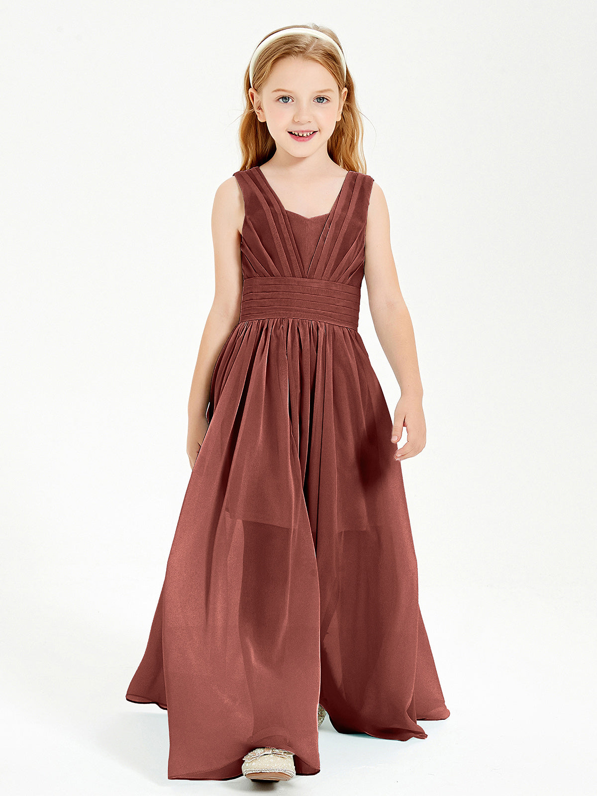 childrens red bridesmaid dresses uk Sleeveless Satin Junior Bridesmaid Dresses main image 1