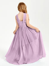 Long V-neck Junior Bridesmaid Dresses Wisteria