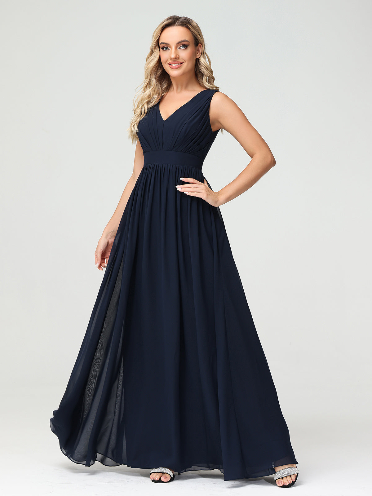 V-neck Lace and Chiffon Dresses with Open Back Jade main image 0