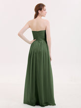 Sweethart Neck Long Chiffon DRESS WITH Slit Olive Green