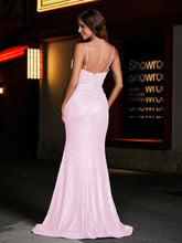Sweetheart Mermaid Sequin Gown With Slit Blushing Pink