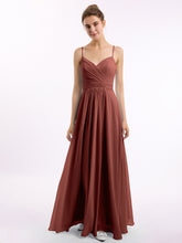 Sweetheart Neck Chiffon Gown with Spaghetti Straps Terracotta