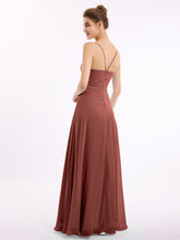 Sweetheart Neck Chiffon Gown with Spaghetti Straps Terracotta