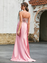 Elegant Diamond Corset Satin Maxi Dress Dusty Rose