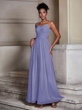 Cross-pleated Spaghetti Strap Chiffon Dress Periwinkle