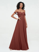 Sweetheart Neck Off Shoulder Empire Chiffon Dresses Terracotta