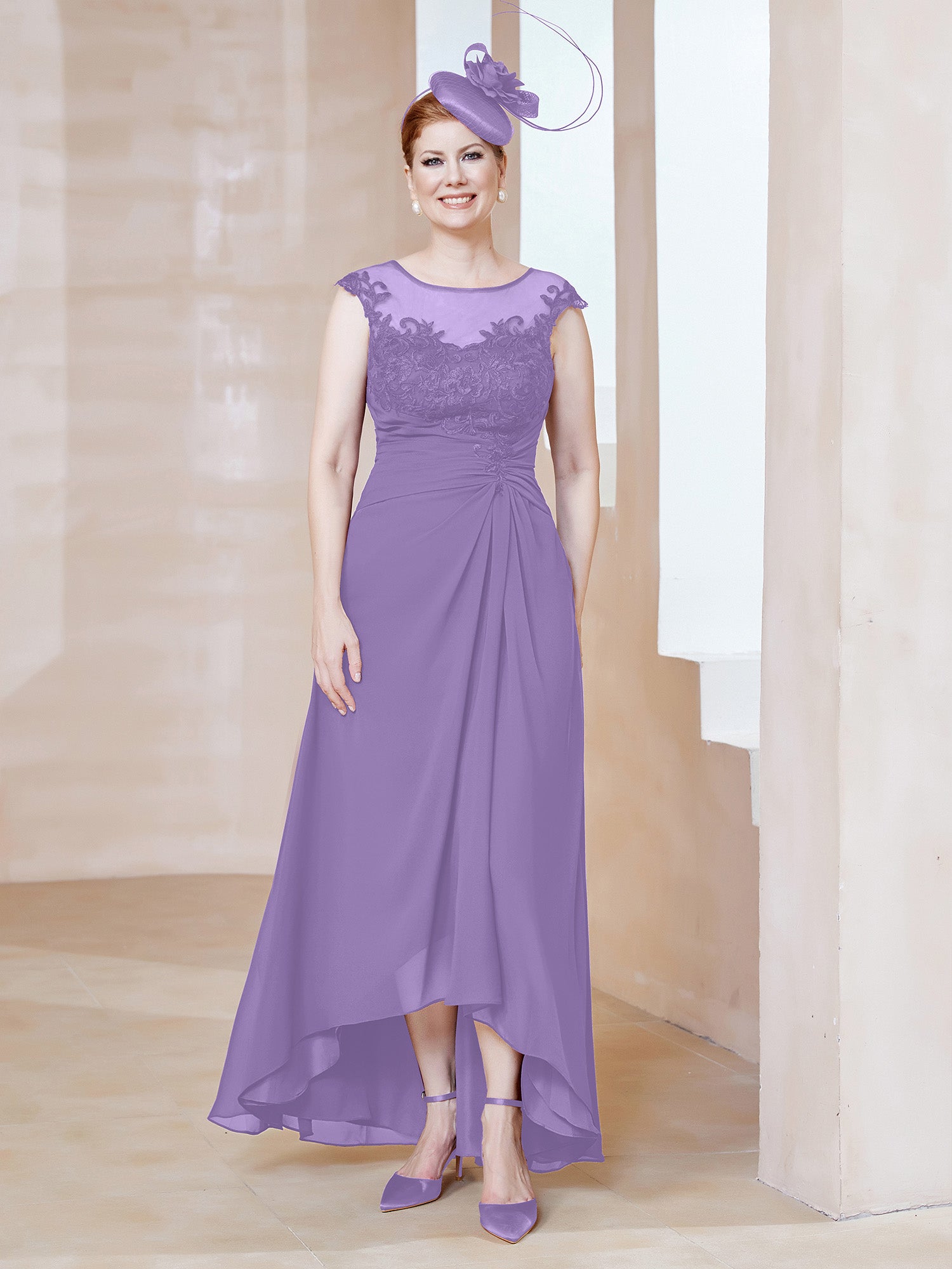Full Length Chiffon Dresses with Bow Tahiti Plus Size main image 1