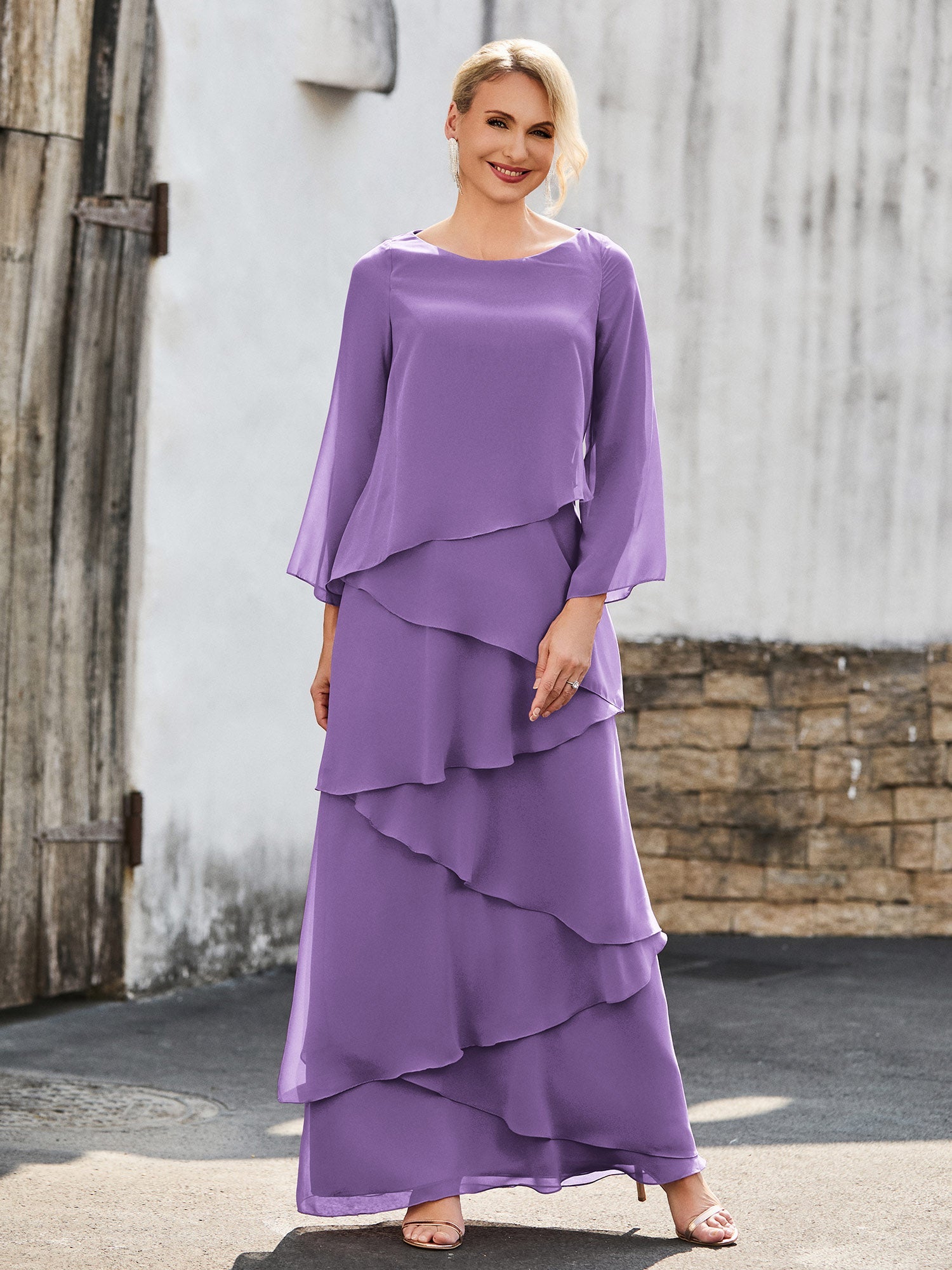 Boho Long Chiffon Gown with Ruffles Tahiti main image 1