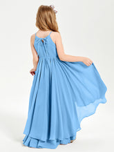 Asymmetrical Chiffon Junior Bridesmaid Dresses Blue