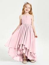 Asymmetrical Chiffon Junior Bridesmaid Dresses Blushing Pink