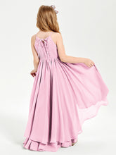 Asymmetrical Chiffon Junior Bridesmaid Dresses Candy Pink