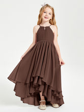 Asymmetrical Chiffon Junior Bridesmaid Dresses Chocolate