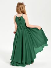 Asymmetrical Chiffon Junior Bridesmaid Dresses Dark Green