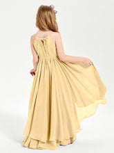 Asymmetrical Chiffon Junior Bridesmaid Dresses Gold
