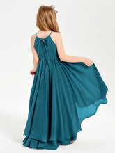 Asymmetrical Chiffon Junior Bridesmaid Dresses Ink Blue