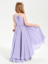 Asymmetrical Chiffon Junior Bridesmaid Dresses Lilac