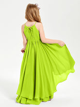 Asymmetrical Chiffon Junior Bridesmaid Dresses Lime Green
