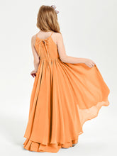 Asymmetrical Chiffon Junior Bridesmaid Dresses Orange
