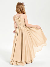 Asymmetrical Chiffon Junior Bridesmaid Dresses Peach