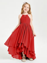Asymmetrical Chiffon Junior Bridesmaid Dresses Red