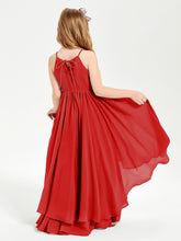 Asymmetrical Chiffon Junior Bridesmaid Dresses Red
