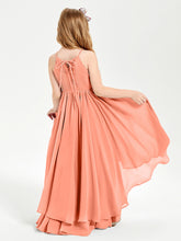 Asymmetrical Chiffon Junior Bridesmaid Dresses Sunset