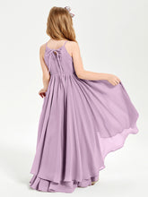 Asymmetrical Chiffon Junior Bridesmaid Dresses Wisteria