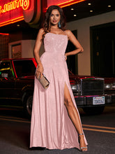 A-line Square Floor length Jersey Gown Dusty Rose