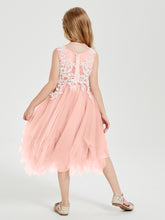 Tea Length Tulle Junior Bridesmaid Dresses Coral