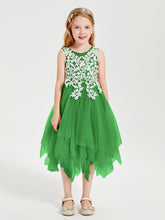 Tea Length Tulle Junior Bridesmaid Dresses Green