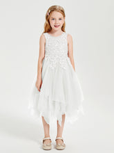 Tea Length Tulle Junior Bridesmaid Dresses Ivory