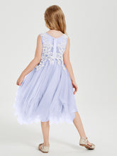 Tea Length Tulle Junior Bridesmaid Dresses Lavender