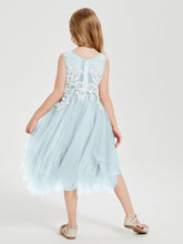 Tea Length Tulle Junior Bridesmaid Dresses Mist