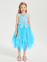 Tea Length Tulle Junior Bridesmaid Dresses Pool