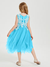 Tea Length Tulle Junior Bridesmaid Dresses Pool
