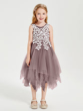 Tea Length Tulle Junior Bridesmaid Dresses Vintage Mauve