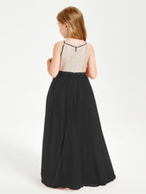 Sequined Top Long Tulle Junior Bridesmaid Gown Black