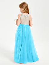 Sequined Top Long Tulle Junior Bridesmaid Gown Pool