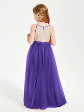 Sequined Top Long Tulle Junior Bridesmaid Gown Regency