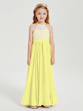 Lace Top Long Chiffon Bridesmaid Dresses Daffodil
