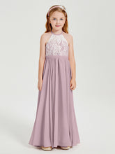 Lace Top Long Chiffon Bridesmaid Dresses Dusk