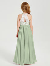 Lace Top Long Chiffon Bridesmaid Dresses Dusty Sage