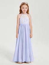 Lace Top Long Chiffon Bridesmaid Dresses Lavender