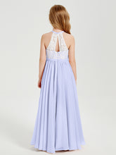 Lace Top Long Chiffon Bridesmaid Dresses Lavender