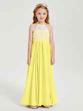 Lace Top Long Chiffon Bridesmaid Dresses Lemon