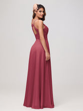 Sexy Cowl Neck Ruched Chiffon Long Dress with Slit Cinnamon Rose